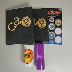 Vintage 90s Pogs Milkcap Collection Hawaii Lot Binders Slammers Disney NASA Trov